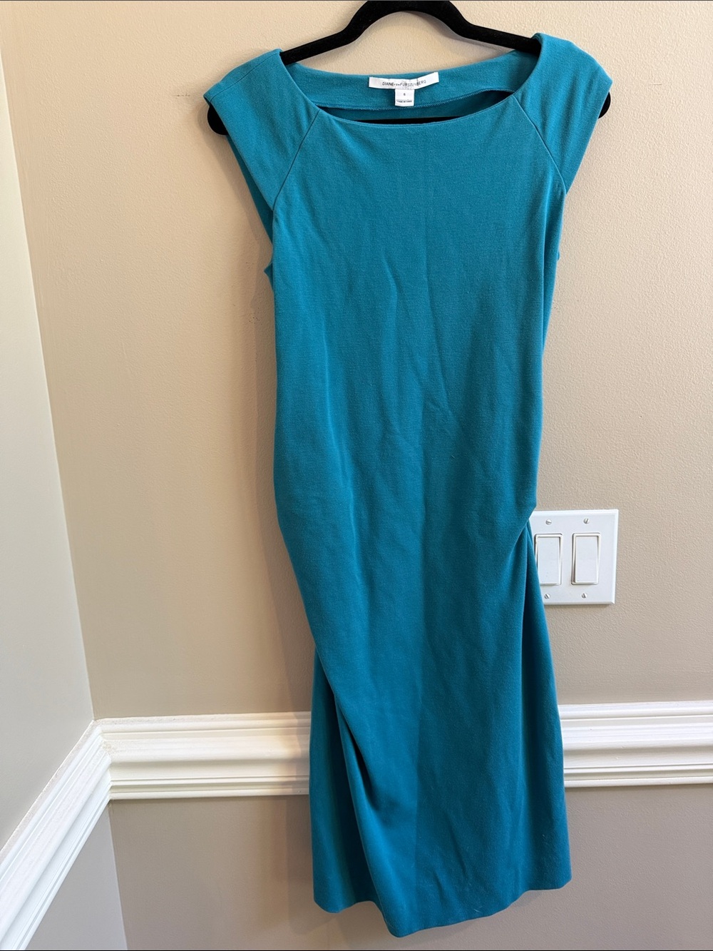 Diane Von Furstenberg Gabi Knit Classic Teal Sheath Dress Size 6